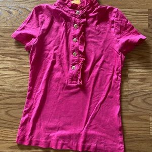 Tory Burch fuchsia t shirt xs gold designer blouse